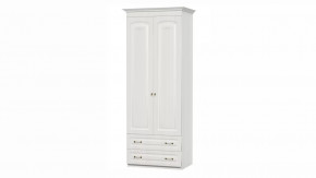 Шкаф 2-х дверный для платья с ящиками  "Гармония-4" Рамух/Сандал белый в Тюмени - mebel-tymen.ru | фото