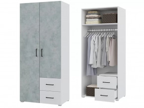 Шкаф 2 створчатый с ящиками Victor Белый-Бетон в Тюмени - mebel-tymen.ru | фото