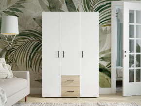 Шкаф 3 створчатый с ящиками Victor Сонома-Белый в Тюмени - mebel-tymen.ru | фото