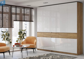 Шкаф 3-створчатый ШК-002 "Бостон" дуб крафт золотой/Белый глянец в Тюмени - mebel-tymen.ru | фото