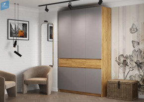 Шкаф 3-створчатый ШК-002 "Бостон" дуб крафт золотой/Шифер серый в Тюмени - mebel-tymen.ru | фото