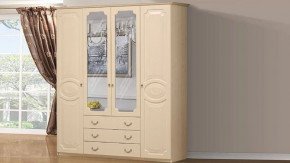 Шкаф 4-х створчатый с ящиками "Ивушка-5" Туя светлая/Дуб беленый в Тюмени - mebel-tymen.ru | фото