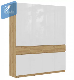 Шкаф 4створчатый  ШК-004 "Бостон" дуб крафт золотой/Белый глянец в Тюмени - mebel-tymen.ru | фото