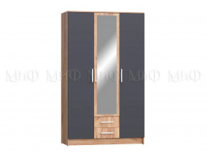 Шкаф для одежды 3-дверный Мартина ЛДСП Графит, Дуб крафт в Тюмени - mebel-tymen.ru | фото