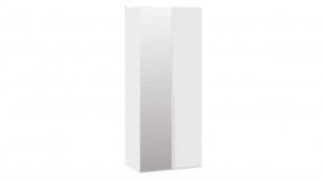 Шкаф для одежды (580) с 1 глухой и 1 зеркальной дверями «Порто» Белый Жемчуг, Белый софт в Тюмени - mebel-tymen.ru | фото