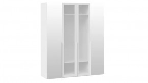 Шкаф для одежды (580) с 2 зеркальными и 2 стеклянными дверями Белый Жемчуг/Стекло сатин белое в Тюмени - mebel-tymen.ru | фото