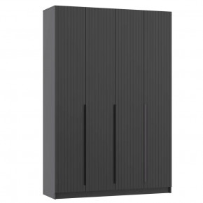 Шкаф для одежды 67.13 Брандо (4-х дв.) (h2400) New (диамант серый / ДВПО: белый / фасад: МДФ ПВХ графит / ручка L1000 металл черный) в Тюмени - mebel-tymen.ru | фото