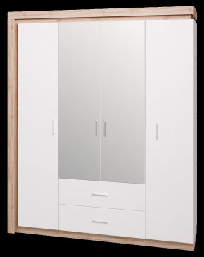 Шкаф для одежды с ящиками 4-х дверный с зеркалом «Люмен» №16 в Тюмени - mebel-tymen.ru | фото