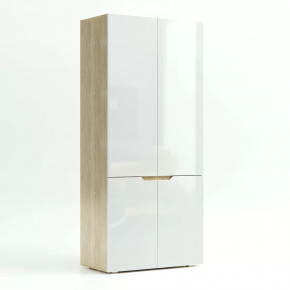 Шкаф двухстворчатый ТРИО Дуб сонома светлый/Белый глянец в Тюмени - mebel-tymen.ru | фото