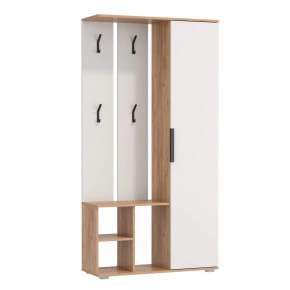 Шкаф комбинированный Кармен-1 New (дуб золотой / белый / ДВПО: белый) в Тюмени - mebel-tymen.ru | фото