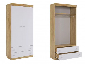 Шкаф комбинированный с ящиками 2-створчатый Форсаж дуб крафт золотой/белый в Тюмени - mebel-tymen.ru | фото
