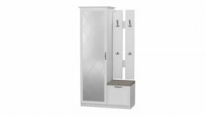 Шкаф комбинированный "Визит-4" Белое дерево/холст белый/Рамух/Левый в Тюмени - mebel-tymen.ru | фото