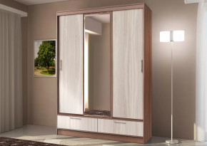 Шкаф-купе 009, трехдверный, с ящиками, ясень шимо темный/ясень шимо светлый Диал в Тюмени - mebel-tymen.ru | фото