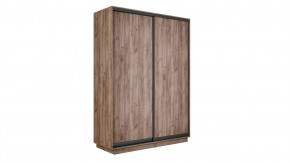 Шкаф-купе 2-х дверный «Румер-2» Дуб Крафт Табачный, Черный профиль в Тюмени - mebel-tymen.ru | фото