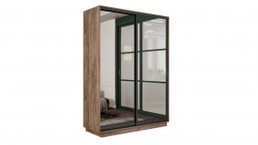 Шкаф-купе 2-х дверный «Румер-2» Дуб Крафт Табачный, Зеркало, Черный профиль в Тюмени - mebel-tymen.ru | фото