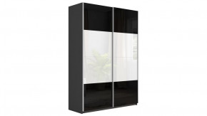 Шкаф-купе 2-х дверный «Траст» Серый диамант, Стекло белый глянец/Стекло черный глянец в Тюмени - mebel-tymen.ru | фото