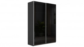 Шкаф-купе 2-х дверный «Траст» Серый диамант, Стекло черный глянец/Стекло черный глянец в Тюмени - mebel-tymen.ru | фото