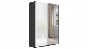 Шкаф-купе 2-х дверный «Траст» Серый диамант, Зеркало/Стекло белый глянец в Тюмени - mebel-tymen.ru | фото