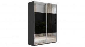 Шкаф-купе 2-х дверный «Траст» Серый диамант, Зеркало/Стекло черный глянец в Тюмени - mebel-tymen.ru | фото