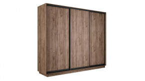 Шкаф-купе 3-х дверный «Румер-2» Дуб Крафт Табачный, Черный профиль в Тюмени - mebel-tymen.ru | фото