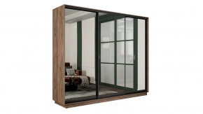 Шкаф-купе 3-х дверный «Румер-2» Дуб Крафт Табачный, Зеркало, Черный профиль в Тюмени - mebel-tymen.ru | фото