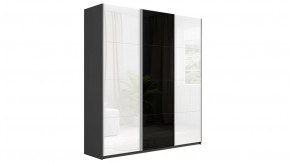 Шкаф-купе 3-х дверный «Траст» Серый диамант, Стекло черный глянец/Стекло белый глянец/Стекло черный глянец в Тюмени - mebel-tymen.ru | фото