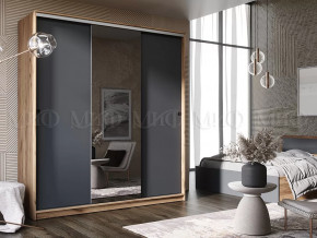 Шкаф-купе Альянс трехдверный Графит, Дуб крафт в Тюмени - mebel-tymen.ru | фото