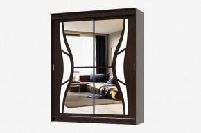 Шкаф-купе БАБОЧКА (ш1500*г600*в2200мм), ЛДСП венге, зеркало-лакобель беж в Тюмени - mebel-tymen.ru | фото