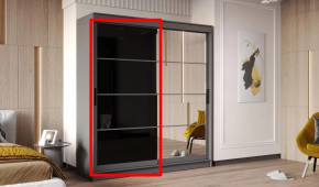 Шкаф-купе ГРАНД 1  2,0 Фасад Лакобель ЛДСП Белый гладкий-Лакобель черный в Тюмени - mebel-tymen.ru | фото