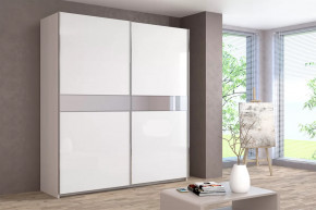 Шкаф-купе Иннэс-5 двухдверный с зеркальными вставками 2000 мм Белый глянец в Тюмени - mebel-tymen.ru | фото