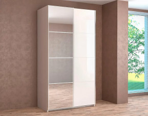 Шкаф-купе Иннэс-5 двухдверный с зеркалом 1400 мм Бодега белая в Тюмени - mebel-tymen.ru | фото