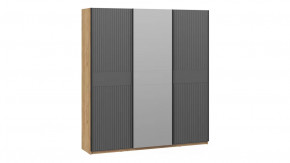 Шкаф-купе с 2 глухими и 1 зеркальной дверями «Оскар Хилтон» Ручка черная, Дуб Крафт золотой, Графит матовый в Тюмени - mebel-tymen.ru | фото