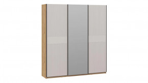 Шкаф-купе с 2 глухими и 1 зеркальной дверями «Оскар Хилтон» Ручка черная, Дуб Крафт золотой, Кашемир, Кашемир сатин в Тюмени - mebel-tymen.ru | фото
