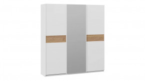 Шкаф-купе с 2 глухими и 1 зеркальной дверями «Оскар Скания» Ручка белая, Белый снег, Дуб тортугга в Тюмени - mebel-tymen.ru | фото