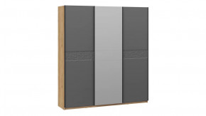 Шкаф-купе с 2 глухими и 1 зеркальной дверями «Оскар Скания» Ручка черная, Дуб Крафт золотой, Серый графит, Графит матовый в Тюмени - mebel-tymen.ru | фото