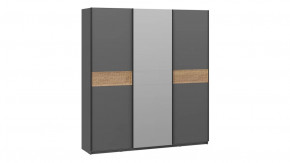 Шкаф-купе с 2 глухими и 1 зеркальной дверями «Оскар Скания» Ручка черная, Серый графит, Дуб тортугга в Тюмени - mebel-tymen.ru | фото