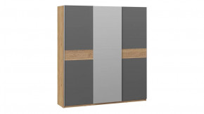 Шкаф-купе с 2 глухими и 1 зеркальной дверями «Оскар Скания» Ручка серебро, Дуб Крафт золотой, Серый графит, Дуб тортугга в Тюмени - mebel-tymen.ru | фото