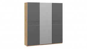 Шкаф-купе с 2 глухими и 1 зеркальной дверями «Оскар Скания» Ручка серебро, Дуб Крафт золотой, Серый графит, Графит матовый в Тюмени - mebel-tymen.ru | фото