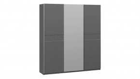 Шкаф-купе с 2 глухими и 1 зеркальной дверями «Оскар Скания» Ручка серебро, Серый графит, Графит матовый в Тюмени - mebel-tymen.ru | фото