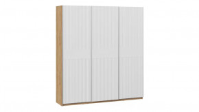 Шкаф-купе с 3 глухими дверями «Оскар Хилтон» Ручка серебро, Дуб Крафт золотой, Белый матовый в Тюмени - mebel-tymen.ru | фото