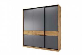 Шкаф-купе SLIM трехдверный BS18-6.3D, дуб вотан/темно-серый/профиль черный в Тюмени - mebel-tymen.ru | фото