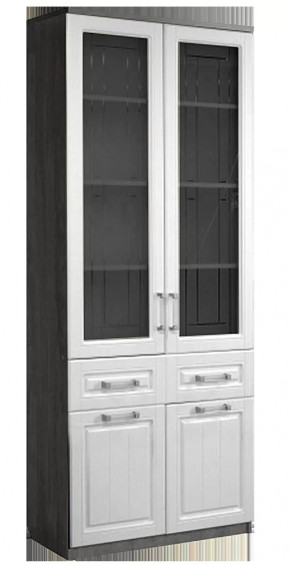 Шкаф МЦН 2-х дверный со стеклостворками ЮН-6 "Юниор-7" Чёрный ясень/Акация белая/Стекло в Тюмени - mebel-tymen.ru | фото