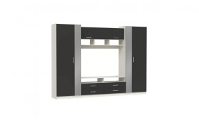 Шкаф многоцелевого назначения 91.01 Вена с зеркалом (белый / диамант серый / ДВПО: белый) в Тюмени - mebel-tymen.ru | фото