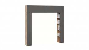 Шкаф навесной (366) со стеллажами «Порто» Яблоня Беллуно, Графит софт в Тюмени - mebel-tymen.ru | фото