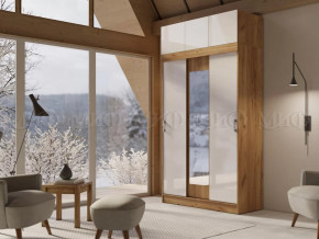 Шкаф с антресолью Басямиф, белый глянец холодный/дуб крафт в Тюмени - mebel-tymen.ru | фото