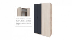 Шкаф угловой (прямой) для  одежды со складной дверью "Юниор-4" Антрацит/Дуб Ирландский в Тюмени - mebel-tymen.ru | фото