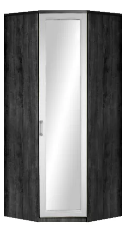 Шкаф угловой с зеркалом ЮН-8 "Юниор-7" Акация белая/Чёрный ясень в Тюмени - mebel-tymen.ru | фото