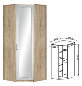 Шкаф угловой с зеркалом ЮН-8 "Юниор-7" Дуб Баррик/Акация белая/Зеркало в Тюмени - mebel-tymen.ru | фото
