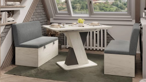 Скамья прямая «Мальта» Дуб Крафт белый, Микровелюр Linea Grande 83/Connect 83 (серый) в Тюмени - mebel-tymen.ru | фото