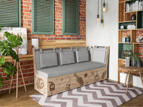Скамья со спальным местом РОДЕНГО Дуб Сонома / Рогожка Серая в Тюмени - mebel-tymen.ru | фото
